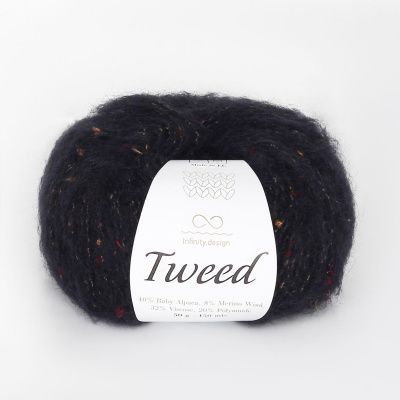 Infinity Design Tweed (5575 BLACK BLUE) 40% бэби альпака, 8% мериносовая шерсть, 32% вискоза, 20% полиамид 50 гр/150 м